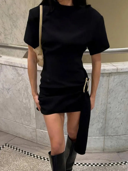 Black Draped Mini Dress