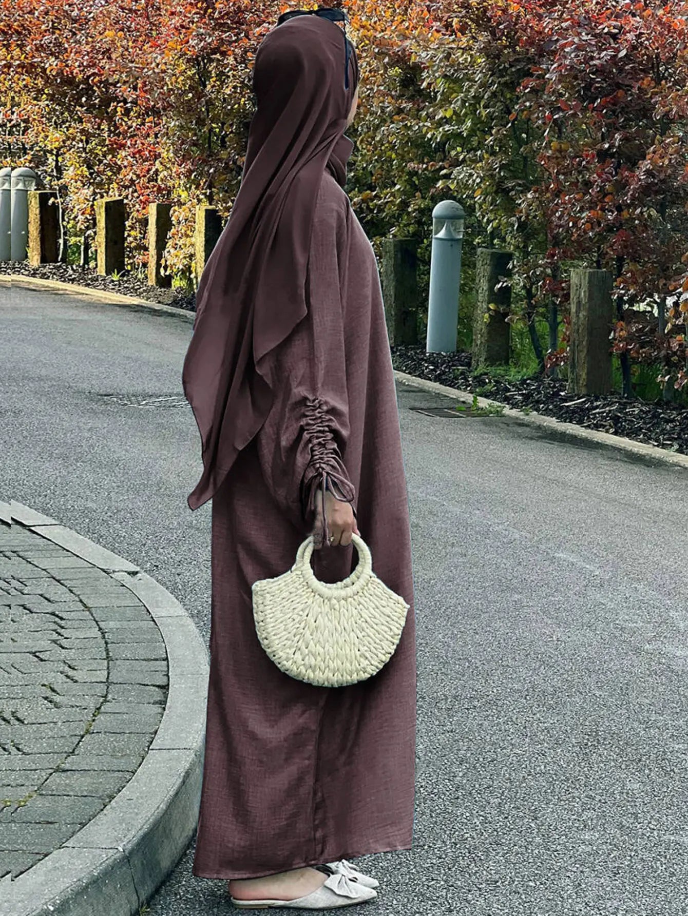 Modest Charm Ruched Sleeve Abaya