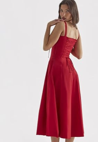 Lace-up Bandeau Floral Print Midi Dress