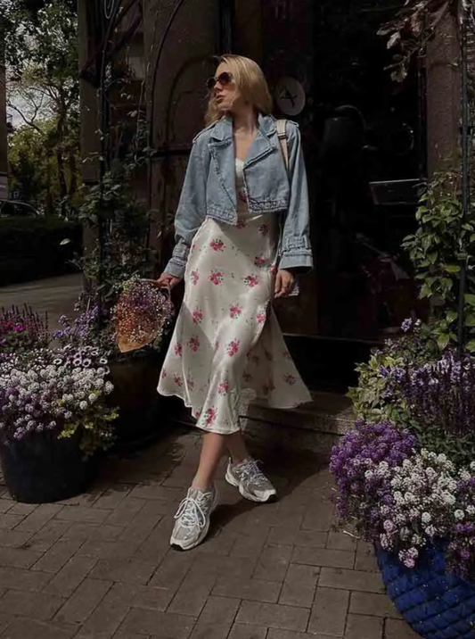 Belted Cropped Denim Jacket | Street Chic