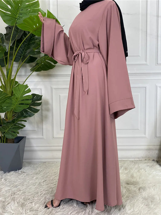 Blush Elegance Belted Maxi Dress