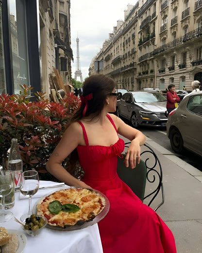 Lace-up Bandeau Floral Print Midi Dress