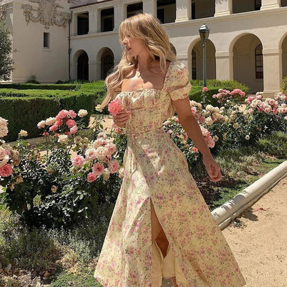 Floral Puff Sleeve Maxi Dress