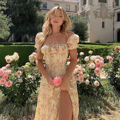 Floral Puff Sleeve Maxi Dress