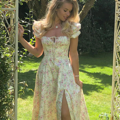 Floral Puff Sleeve Maxi Dress