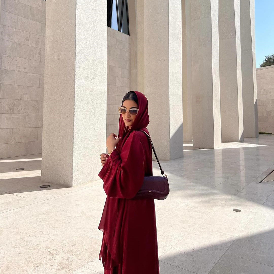 Opulent Silk Eid Abaya – Graceful Ramadan Caftan Gown