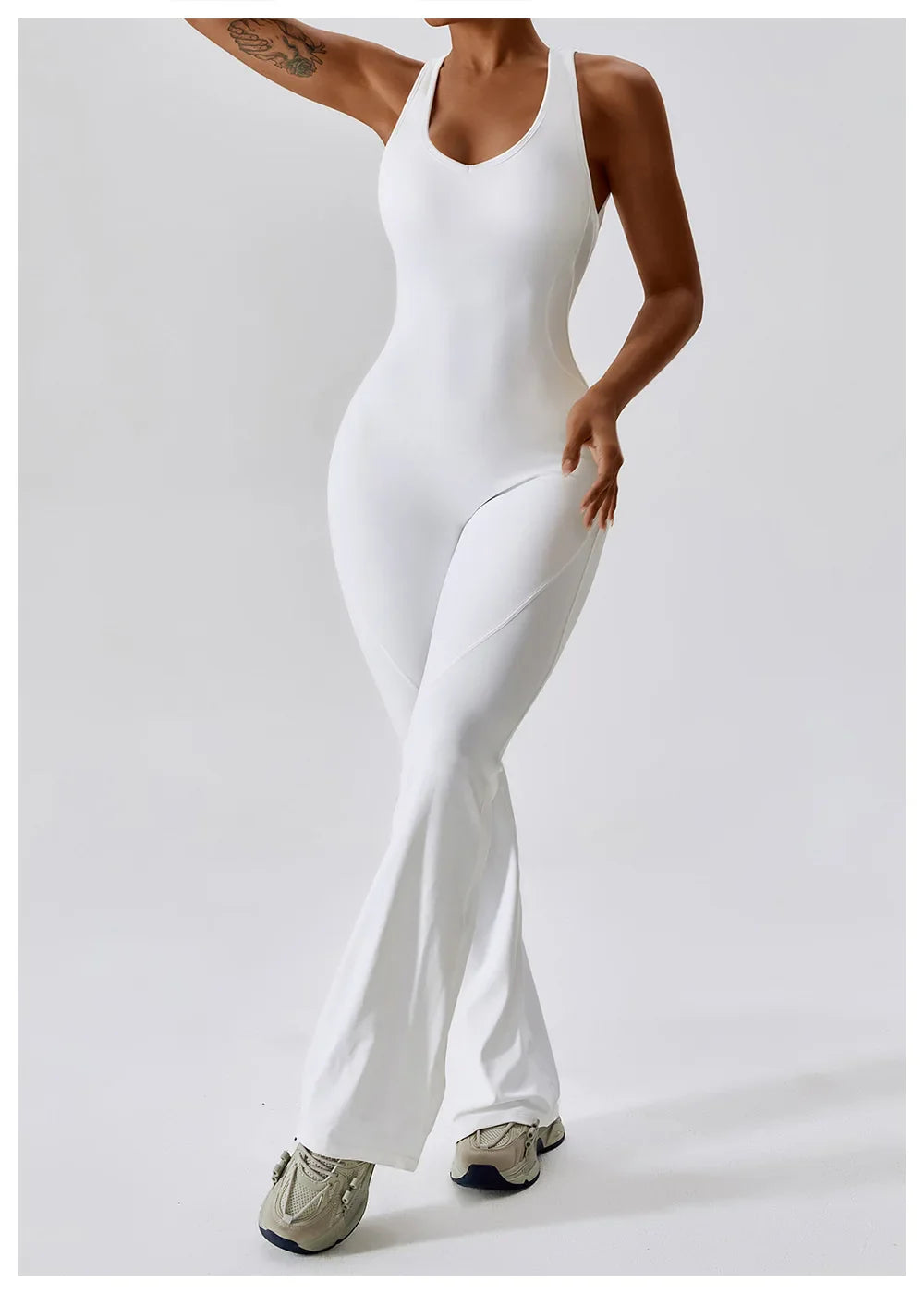 Luxe Contour Open-Back Flared Jumpsuit