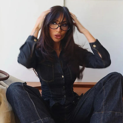 Chic Women's Vintage Denim Set