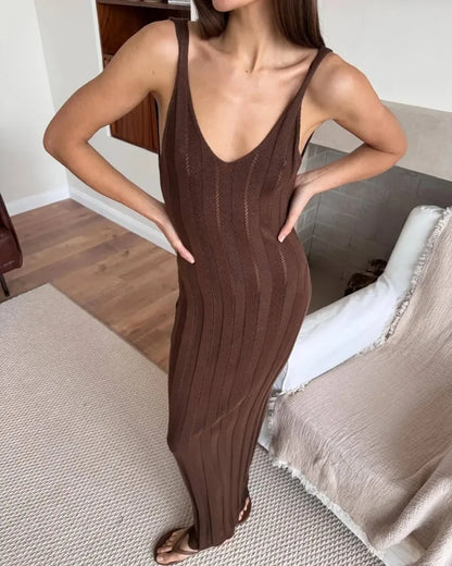 Backless Knit Maxi Dress