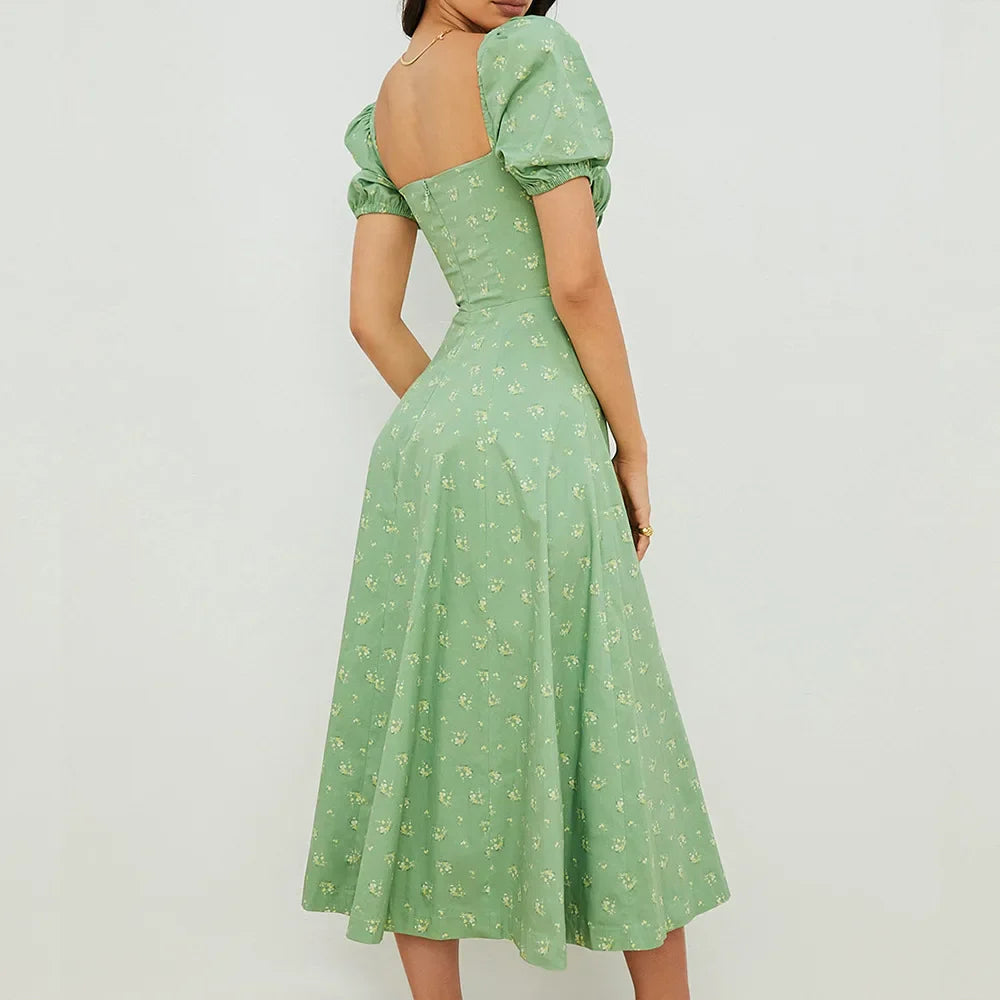 Floral Puff Sleeve Maxi Dress