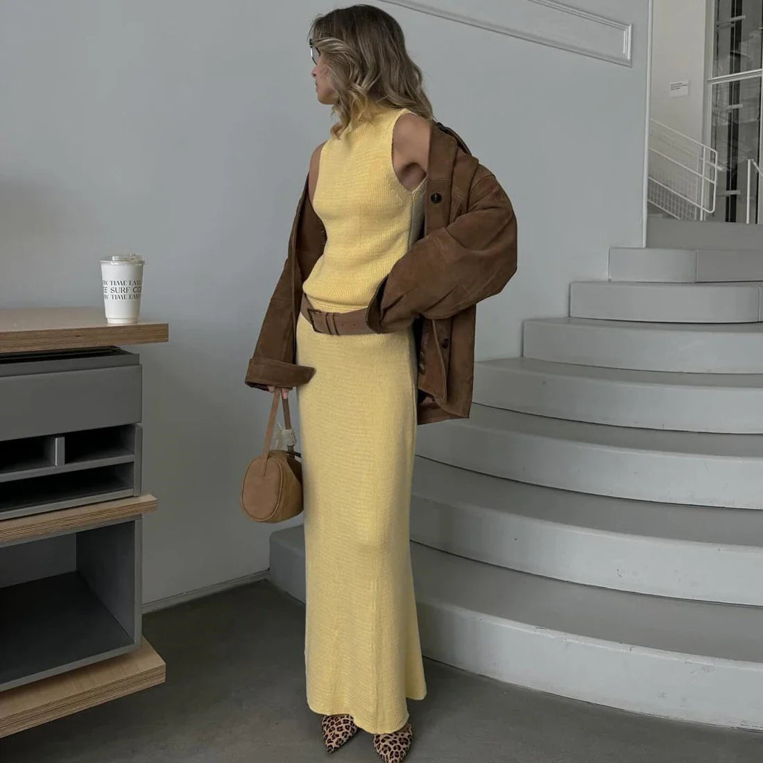 Elegant Knitted Skirt Set