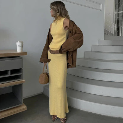 Elegant Knitted Skirt Set