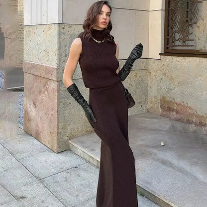 Elegant Knitted Skirt Set