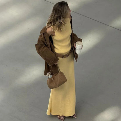 Elegant Knitted Skirt Set