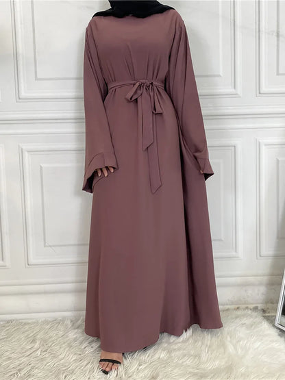 Blush Elegance Belted Maxi Dress