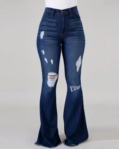 Trendy Distressed Flare Jeans