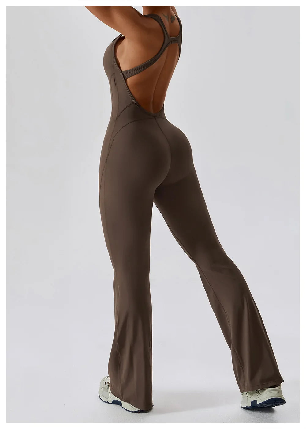 Luxe Contour Open-Back Flared Jumpsuit