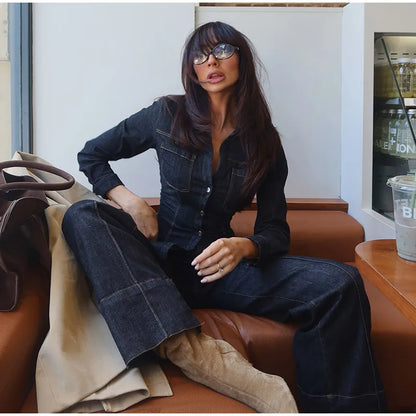 Chic Women's Vintage Denim Set