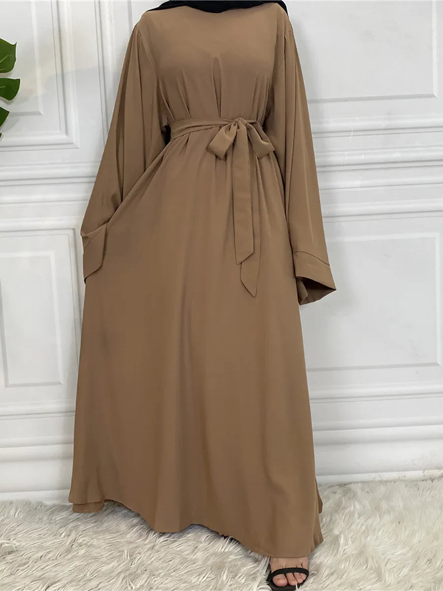 Blush Elegance Belted Maxi Dress