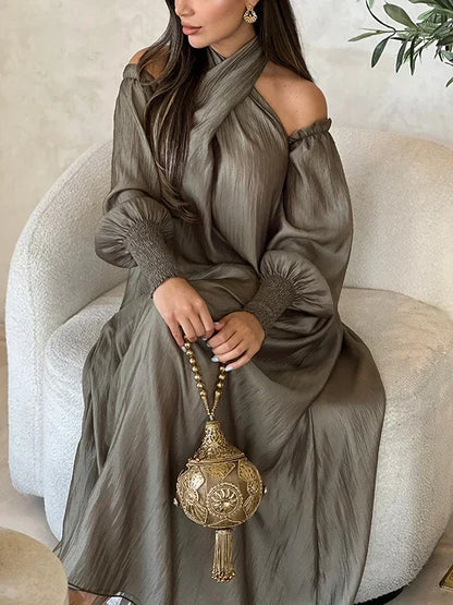 Elegance Veil Off-Shoulder Abaya