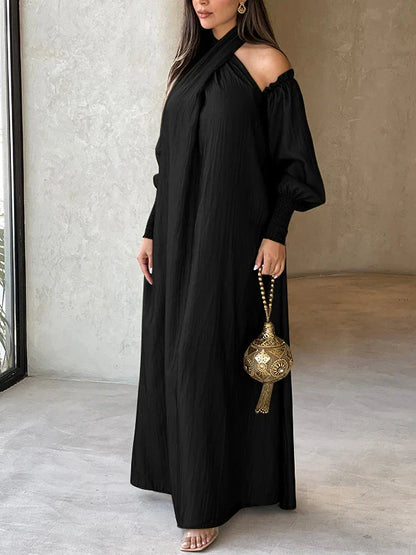 Elegance Veil Off-Shoulder Abaya