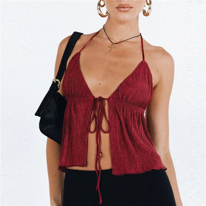 Trendy Halter Tie-Front Top