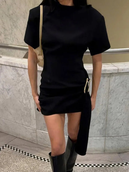 Black Draped Mini Dress