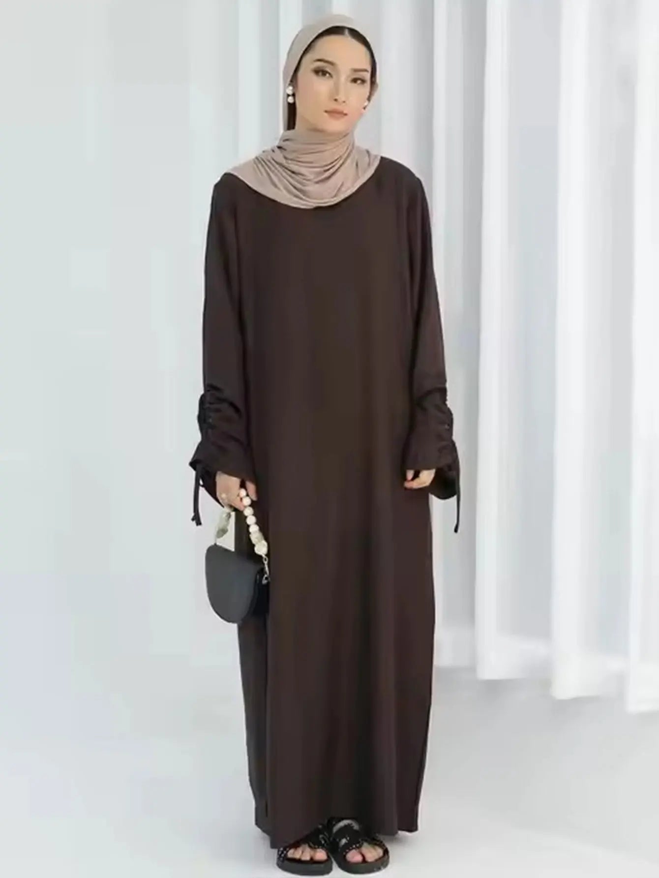 Modest Charm Ruched Sleeve Abaya