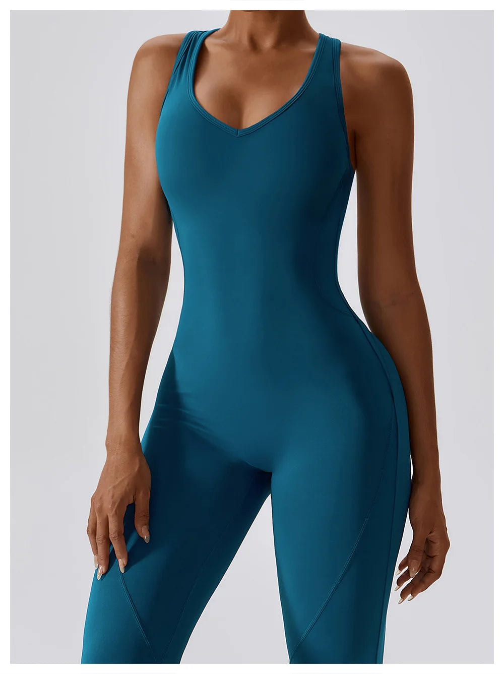 Luxe Contour Open-Back Flared Jumpsuit