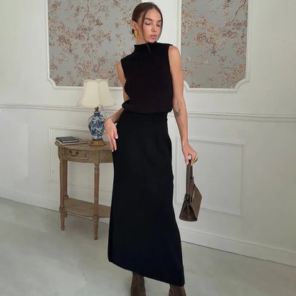 Elegant Knitted Skirt Set