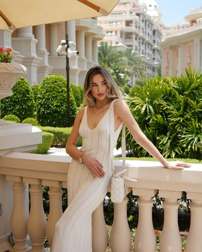 Backless Knit Maxi Dress