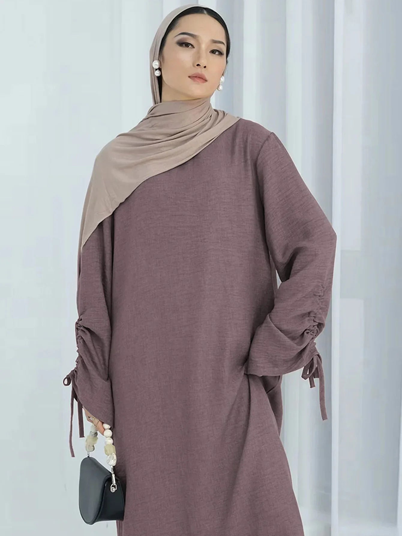 Modest Charm Ruched Sleeve Abaya