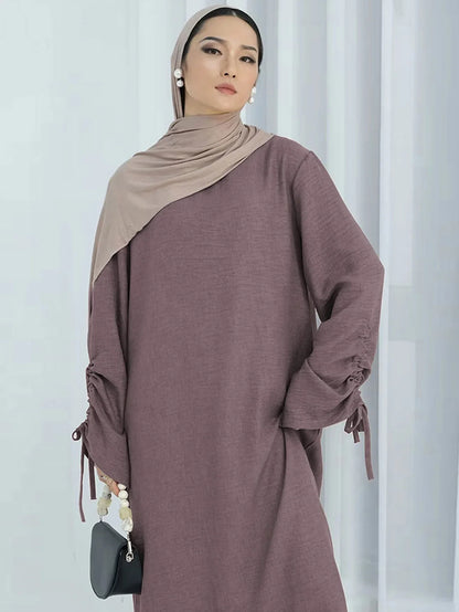Modest Charm Ruched Sleeve Abaya