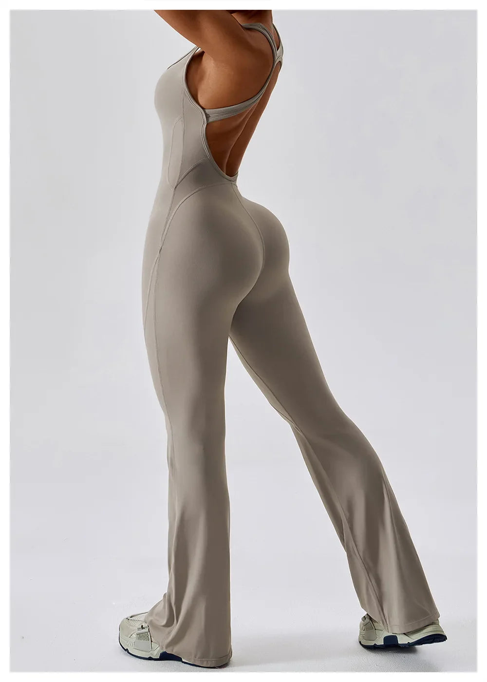 Luxe Contour Open-Back Flared Jumpsuit