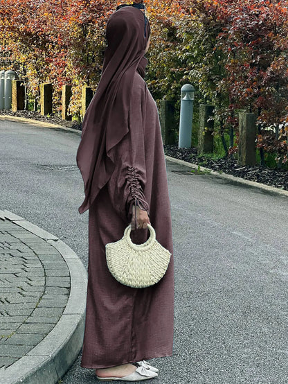 Modest Charm Ruched Sleeve Abaya