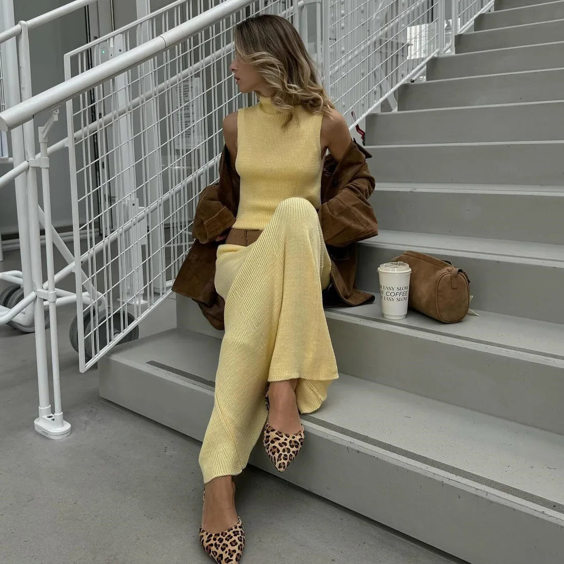 Elegant Knitted Skirt Set