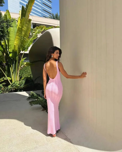 Backless Knit Maxi Dress