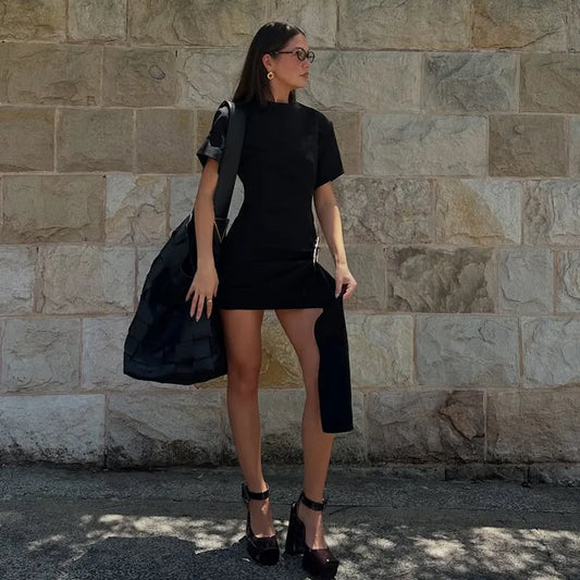Black Draped Mini Dress