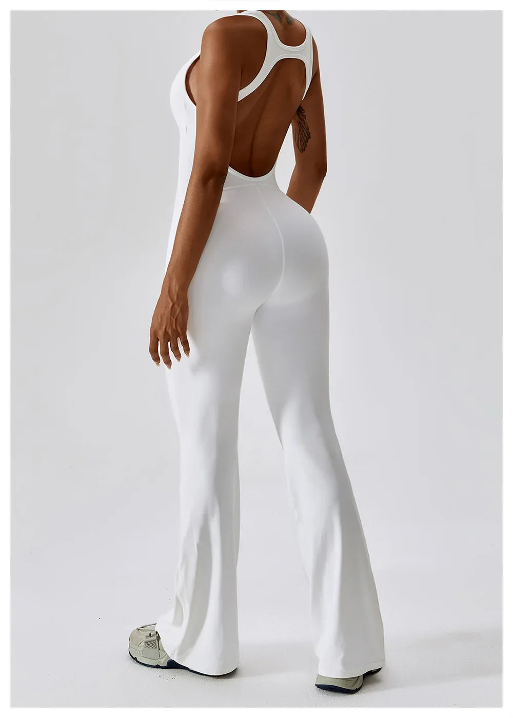 Luxe Contour Open-Back Flared Jumpsuit
