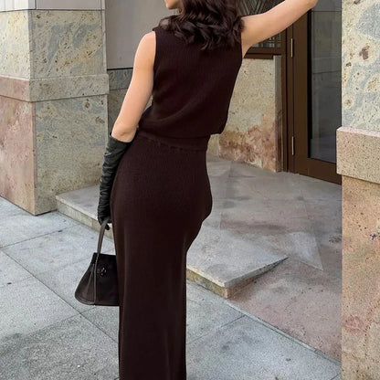 Elegant Knitted Skirt Set