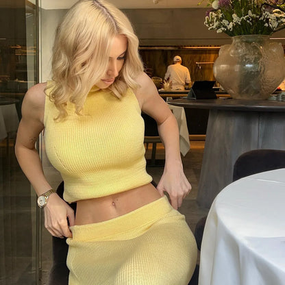 Elegant Knitted Skirt Set