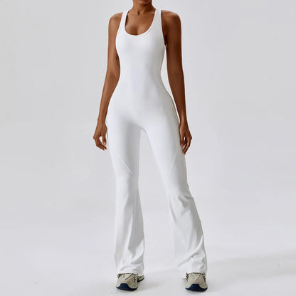Luxe Contour Open-Back Flared Jumpsuit