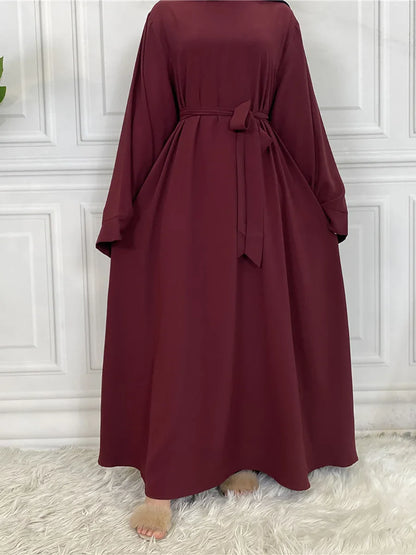Blush Elegance Belted Maxi Dress