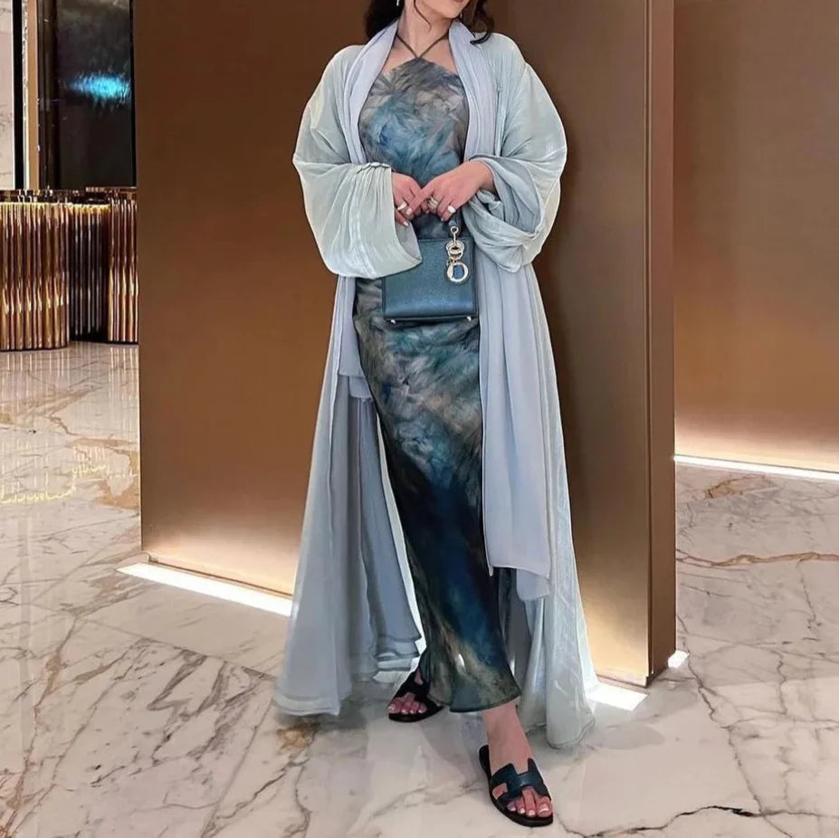 Opulent Silk Eid Abaya – Graceful Ramadan Caftan Gown