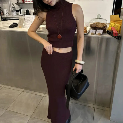 Elegant Knitted Skirt Set