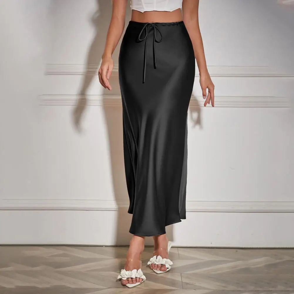 Regal Satin High-Waist Maxi Skirt