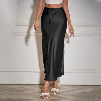 Regal Satin High-Waist Maxi Skirt