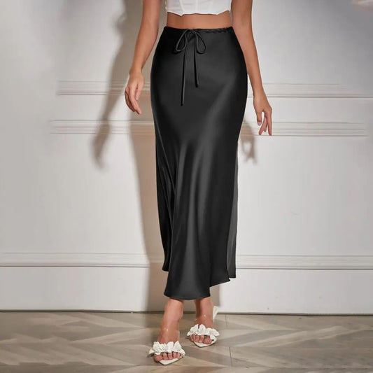 Regal Satin High-Waist Maxi Skirt