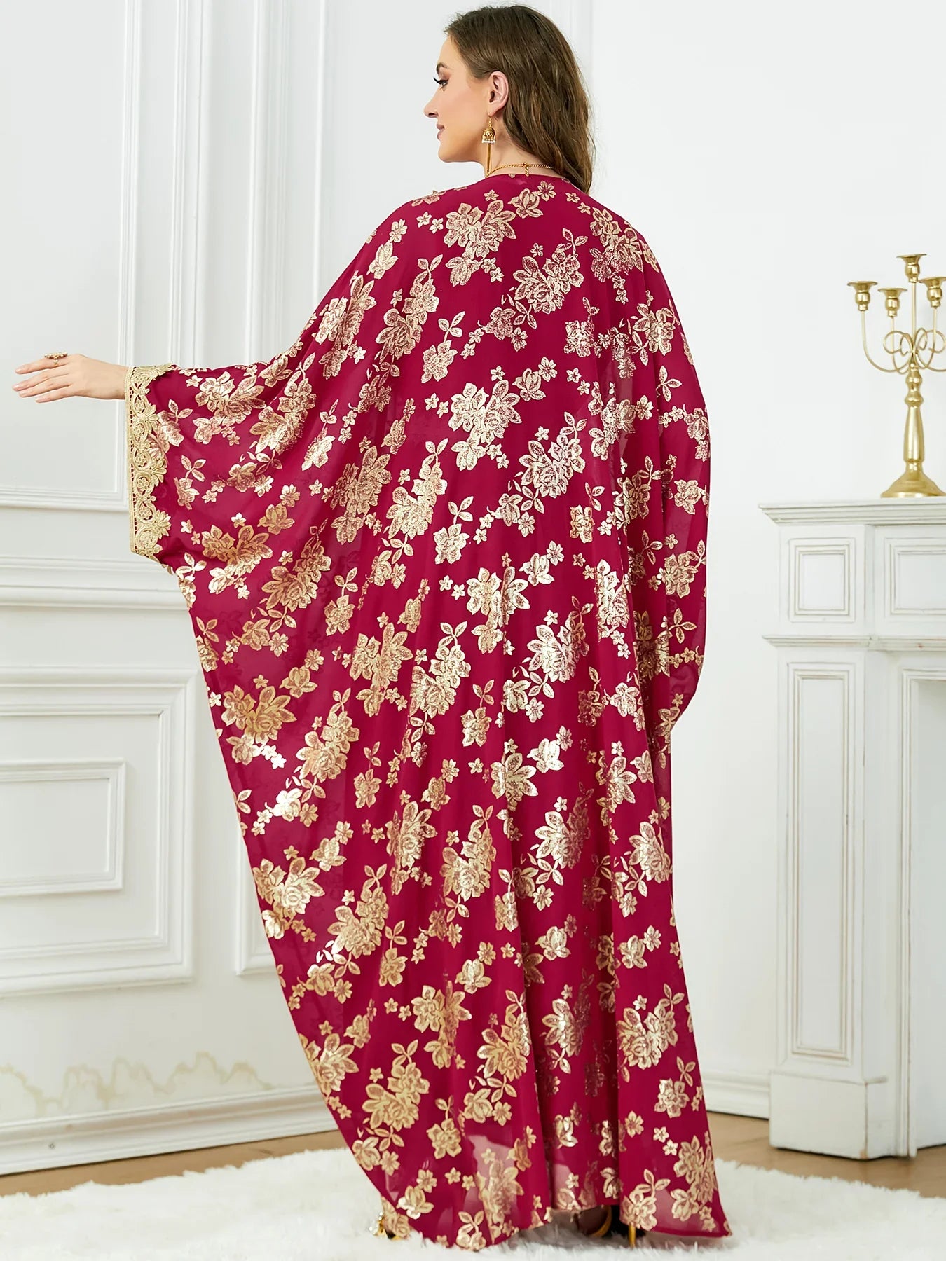 Golden Elegance Embroidered 2-Piece Abaya