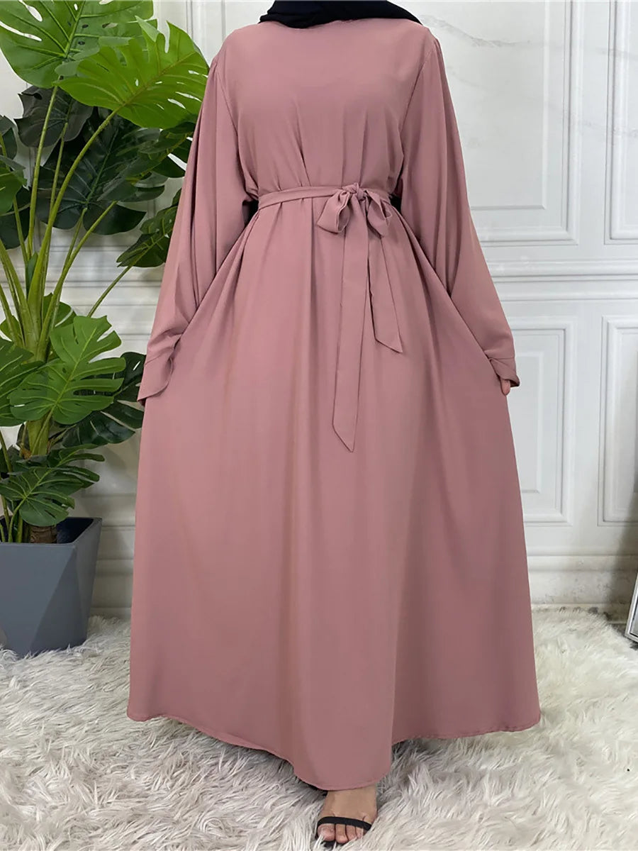Blush Elegance Belted Maxi Dress